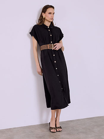 Σεμιζιέ φόρεμα με πιέτες σε μαύρο