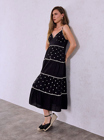 Dress with metallic details in black