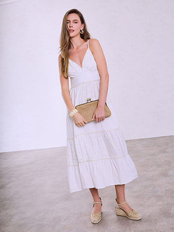 Dress with metallic details in white