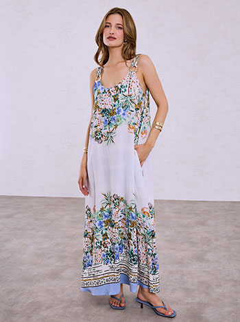 Dress with decorative hoops in sky blue