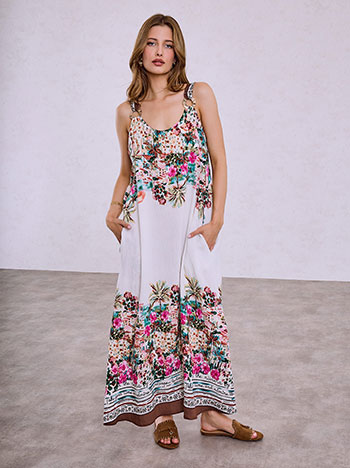 Dress with decorative hoops in brown