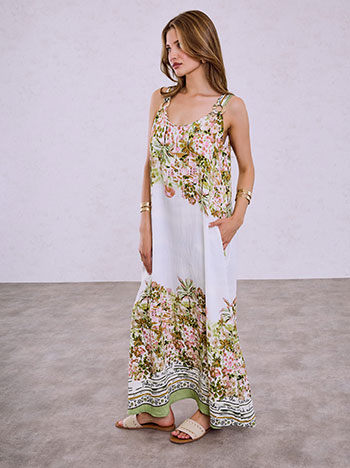 Dress with decorative hoops in olive green