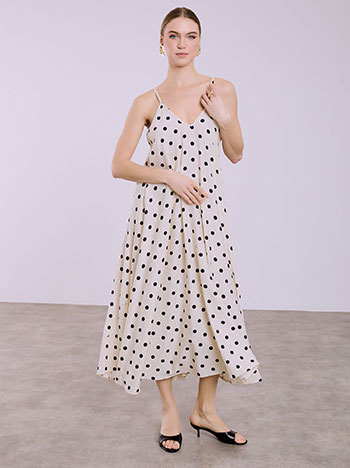 Maxi polka dot dress in black