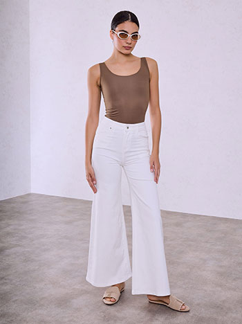 Wide leg jeans with cotton in white