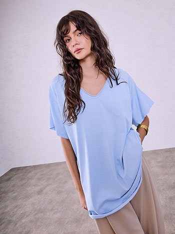 Top with cotton in sky blue
