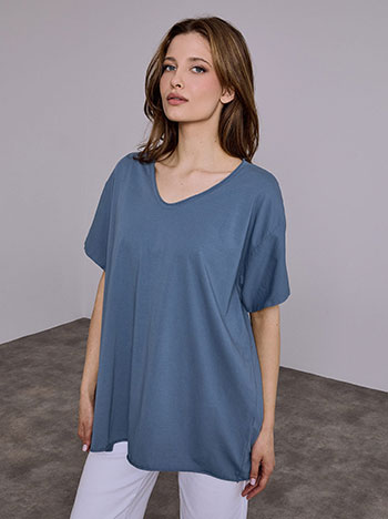 Top with cotton in rough blue