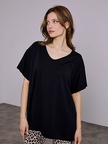 Μπλούζα με βαμβάκι σε μαύρο