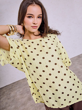Polka dot blouse in yellow