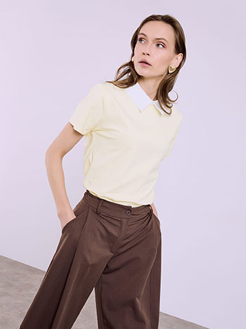 Top with collar in light yellow