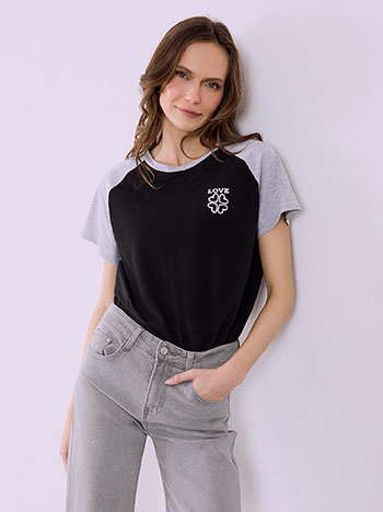 T-shirt with strass Love in grey