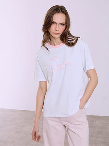 Two-tone T-shirt in pink white