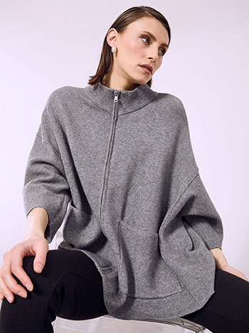 Cardigan oversized with pockets in grey