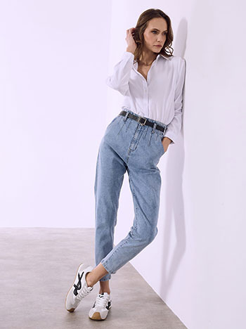 Jeans with elastic waistband in sky blue