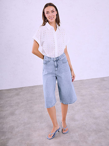 Jorts with cotton in light blue