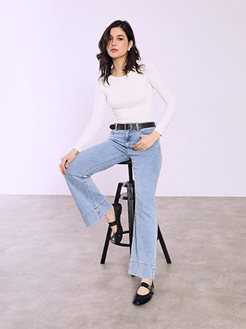 Jeans high waisted with belt in light blue