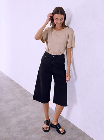 Denim high waist jorts in black
