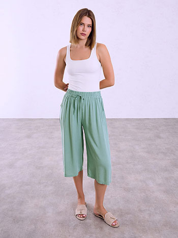 Monochrome culotte trousers in almond green
