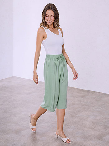 Ζιπ κιλότ μονόχρωμη σε βεραμάν