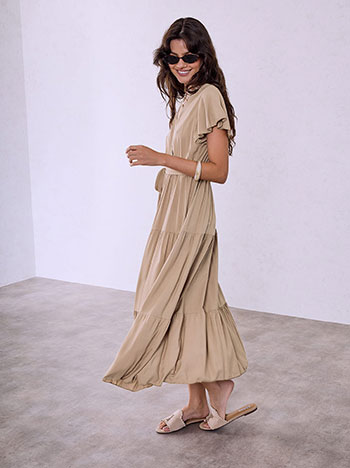 Viscose monochrome dress in light brown