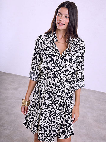 Mini viscose shirt dress in black
