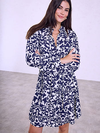 Mini viscose shirt dress in dark blue