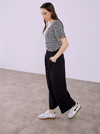 Wide leg trousers with cotton in black