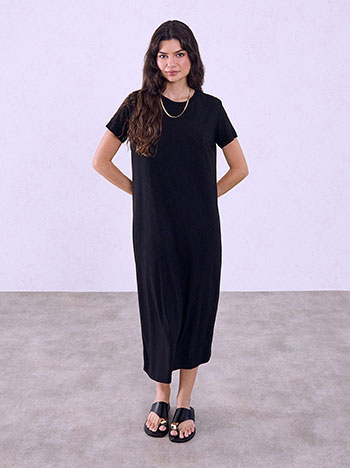 Elastic midi dress in black