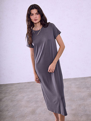 Elastic midi dress in dark grey