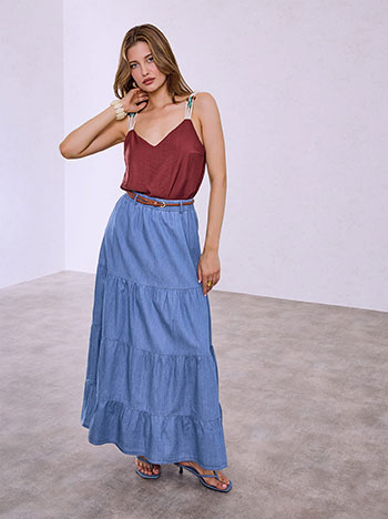 Denim like maxi skirt in blue