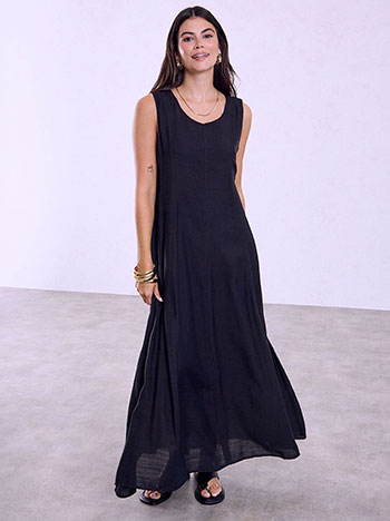 Dress with decorative seams in black
