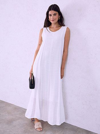 Dress with decorative seams in white