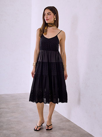 Midi cotton dress in black