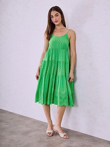 Midi cotton dress in green