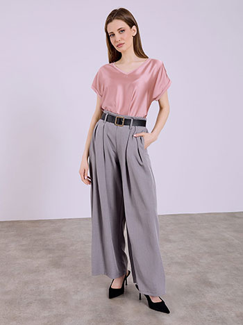 Παντελόνα με πιέτες σε γκρι