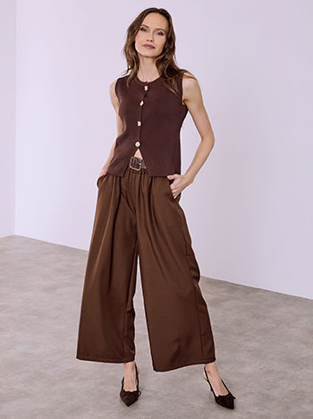 Trousers with leg in brown