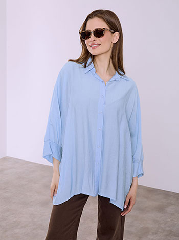 Πουκάμισο ασύμμετρο σε γαλάζιο