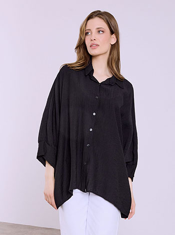 Πουκάμισο ασύμμετρο σε μαύρο