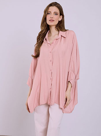 Πουκάμισο ασύμμετρο σε ροζ
