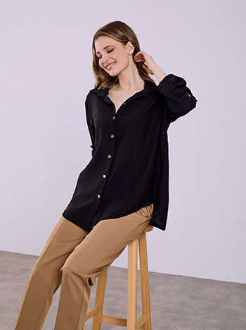 Πουκάμισο με όψη τσαλακωμένου σε μαύρο