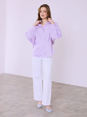 Πουκάμισο με μανίκι νυχτερίδα σε λιλά