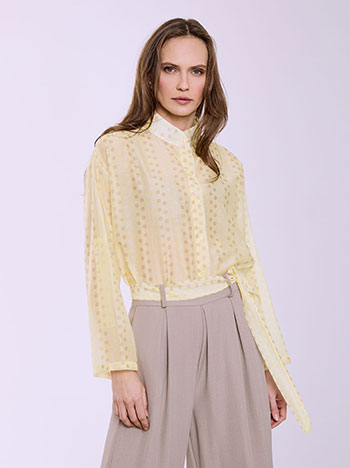 Πουκάμισο ημιδιάφανο πουά σε κίτρινο