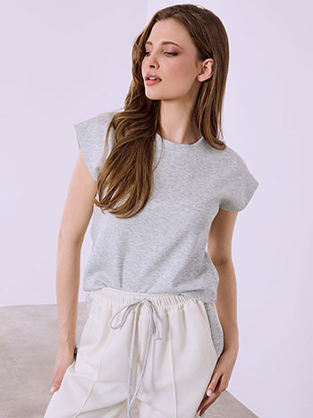 Μπλούζα με στρογγυλή λαιμόκοψη σε γκρι