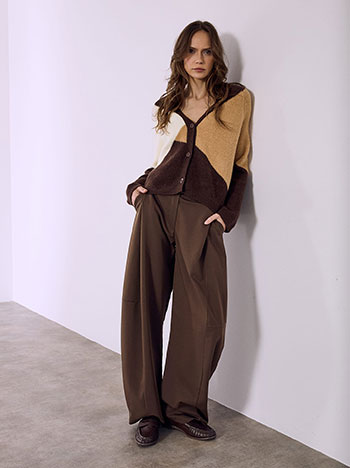 Trousers barrel with pleats in brown