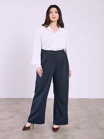 Παντελόνι με πιέτες σε σκούρο μπλε