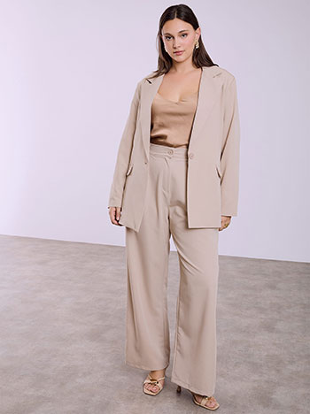 Blazer monochrome with button in dark beige