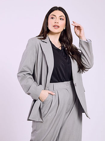 Σακάκι μονόχρωμο με κουμπί σε γκρι