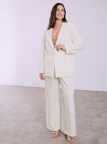 Σακάκι μονόχρωμο με κουμπί σε εκρού