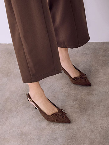 Γόβες slingback με δέσιμο σε καφέ