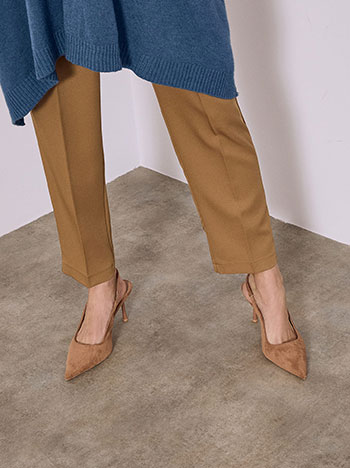 Heels slingback suede like in camel