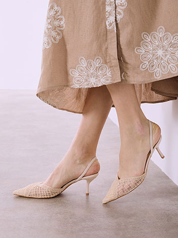 Braided slingback heels in beige